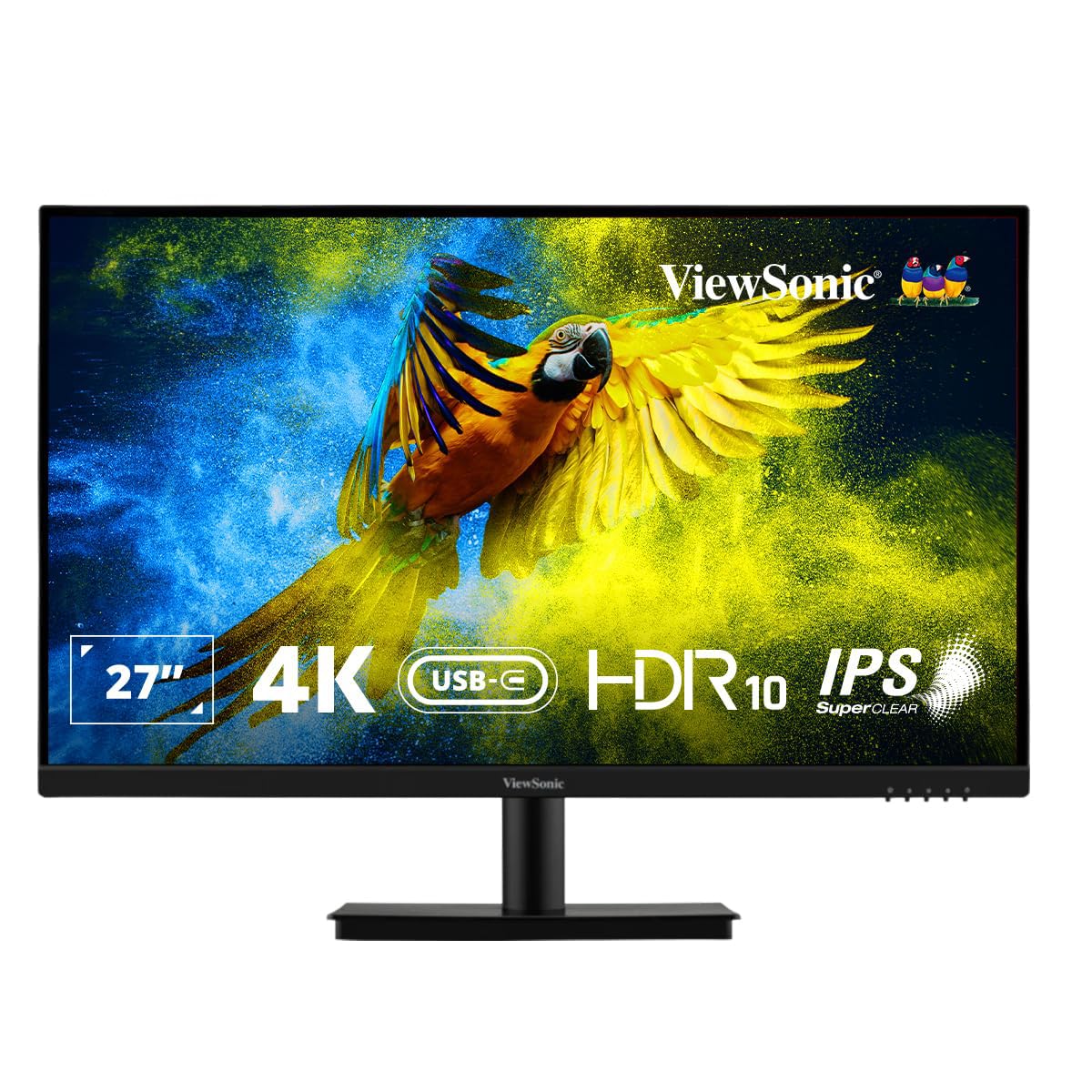 ViewSonic VA2709U-4K 68.58 Cm (27") SuperClear IPS 4k UHD Monitor | Single Cable Solution | 65W Laptop Charge Back | HDR10 | Eye ProTech | Dual Speaker HDMI | DP | USB-C