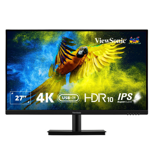 ViewSonic VA2709U-4K 68.58 Cm (27") SuperClear IPS 4k UHD Monitor | Single Cable Solution | 65W Laptop Charge Back | HDR10 | Eye ProTech | Dual Speaker HDMI | DP | USB-C