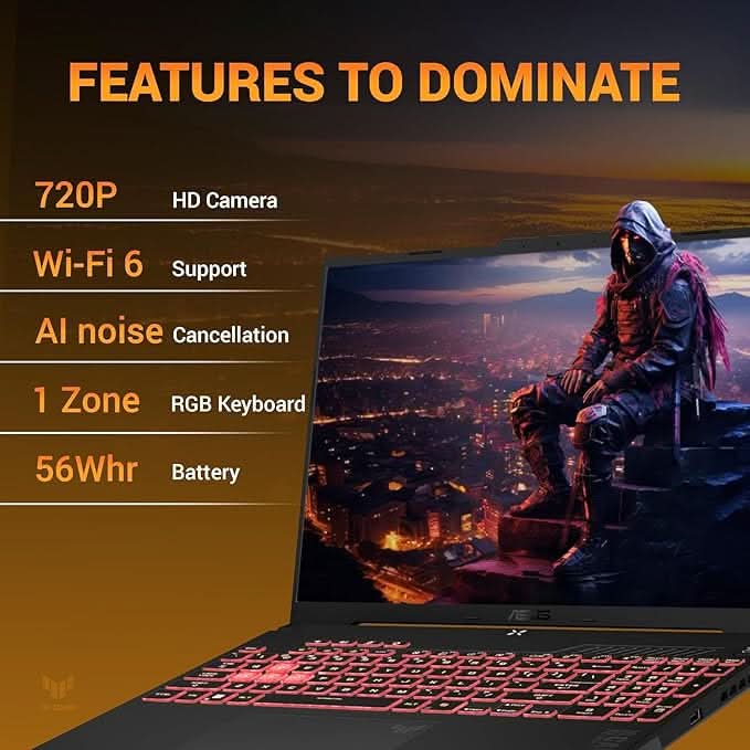 ASUS TUF A16 (2025), AMD Ryzen 7 7445HS, RTX 4050-6GB, 16GB RAM, 512GB SSD, FHD+, 16", 40 cm, Windows 11 Home, M365 Basic(1yr) Office24, Mecha Gray, 2.2 Kg, FA607NUG-RL136WS, Gaming Laptop