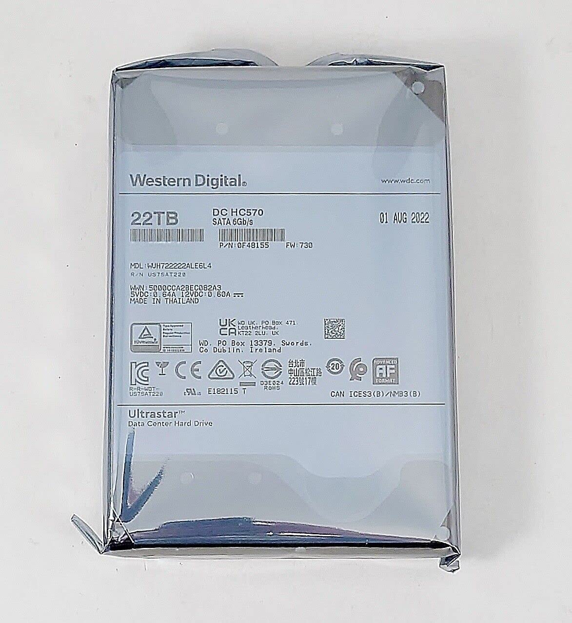 WESTERN DIGITAL ULTRASTAR 22 TB HARD DISK ,0F48155