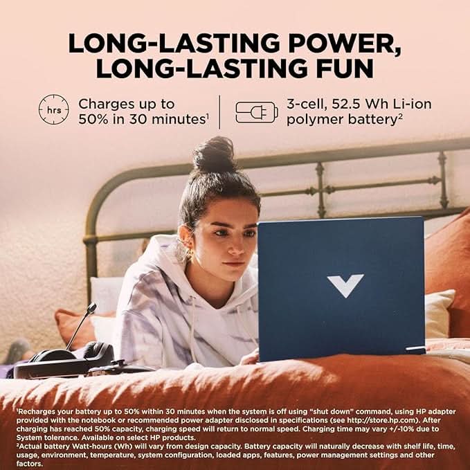 HP Smartchoice Victus, AMD Ryzen 7 7445HS 4GB NVIDIA GeForce RTX 2050 - (16 GB/512 GB SSD/Windows 11 Home) FHD,144Hz, 300 nits,15.6'', M365 Office24, Blue, 2.29kg,15-fb3122AX Gaming Laptop