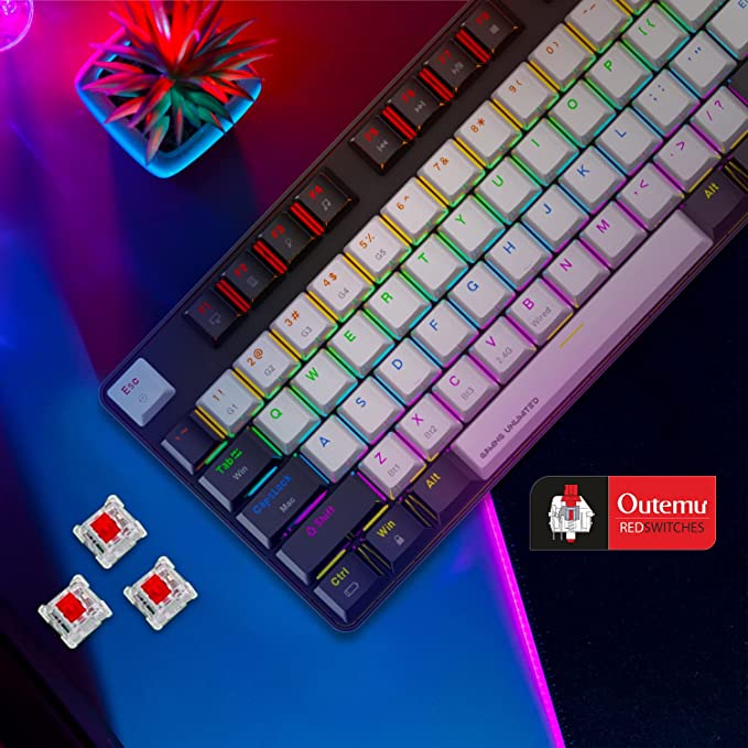 ANT ESPORTS MK4500 PRO 3IN1 WIRELESS / BT / WIRED TKL MECHANICAL BACKLIT GAMING KEYBOARD BLACK (RED SWITCH) (BIS.R-41211141)