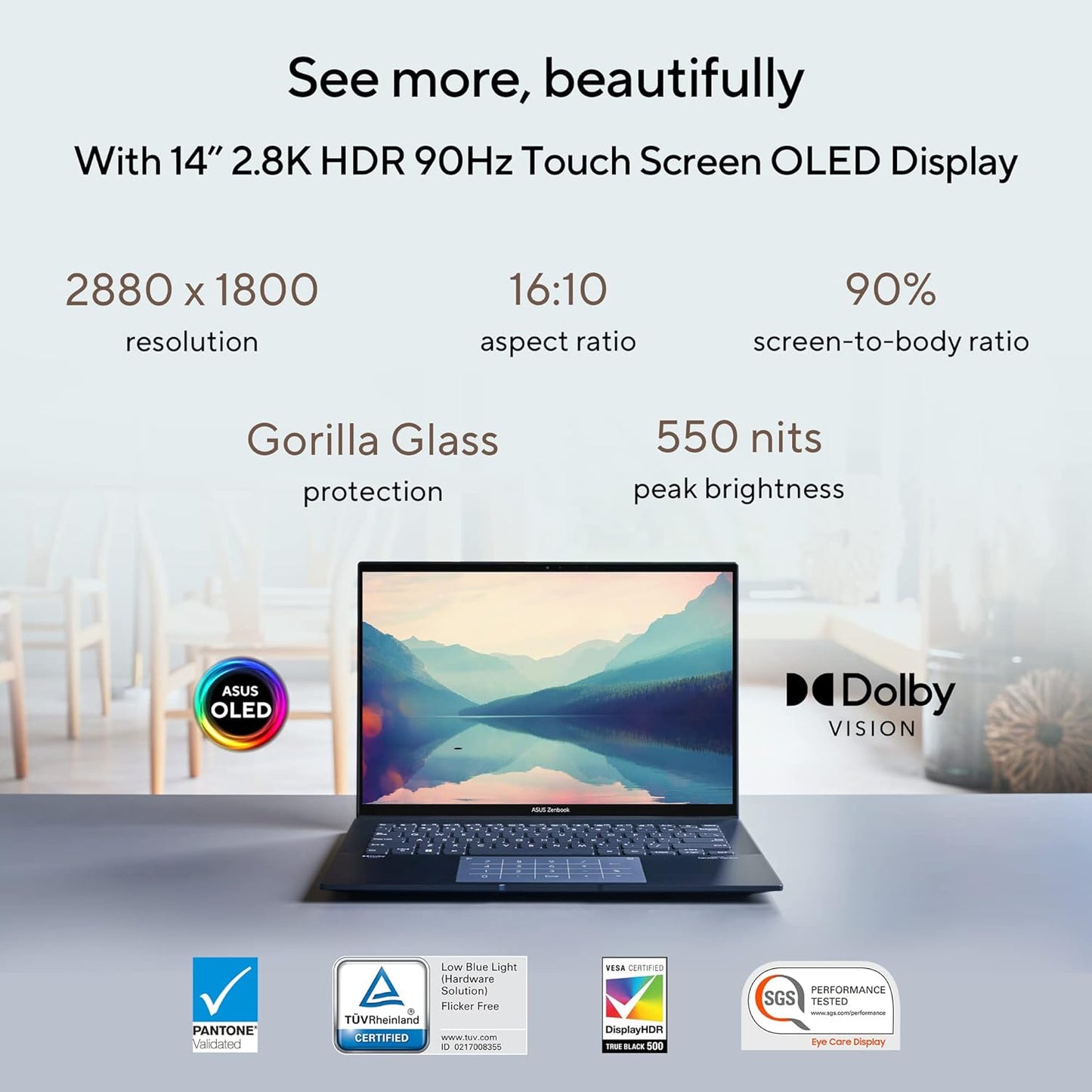 ASUS ZENBOOK 14 OLED (2023), INTEL CORE I7-1360P 13TH GEN, 14" (35.56 CM) 2.8K 90HZ OLED, THIN & LIGHT LAPTOP (16GB/512GB SSD/IRIS XE/WIN 11/OFFICE 2021/75W BATTERY/BLUE/1.39 KG), UX3402VA-KN741WS
