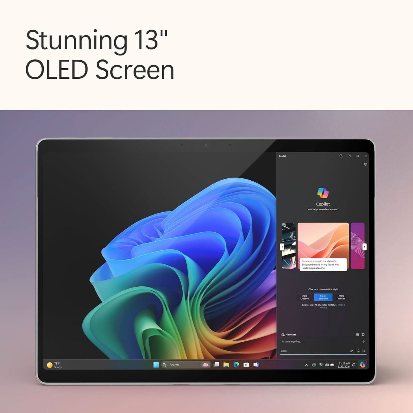 Microsoft New Surface Pro(11Th Edition) Wi-Fi-Windows 11 Home Copilot + Pc -13" OLED Pixelsense Touchscreen -Qualcomm Snapdragon X Elite(12 Core) -16Gb Ram -512Gb Ssd -Platinum -Zia-00014
