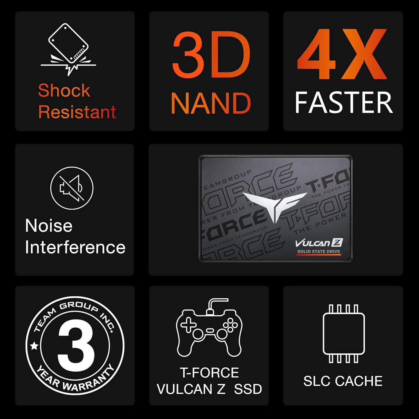 TEAMGROUP T-FORCE VULCAN Z 1TB 3D NAND INTERNAL SSD (T253TZ001T0C101)