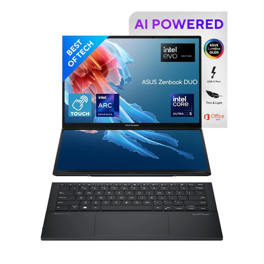 ASUS ZENBOOK DUO OLED (2024), 14" (35.56CM) FHD OLED TOUCH DISPLAY, INTEL CORE ULTRA 5 125H, BUILT-IN AI, DUAL SCREEN LAPTOP (16GB/1TB SSD/INTEL ARC GRAPHICS/WIN11/GRAY/1.65 KG), UX8406MA-QL551WS
