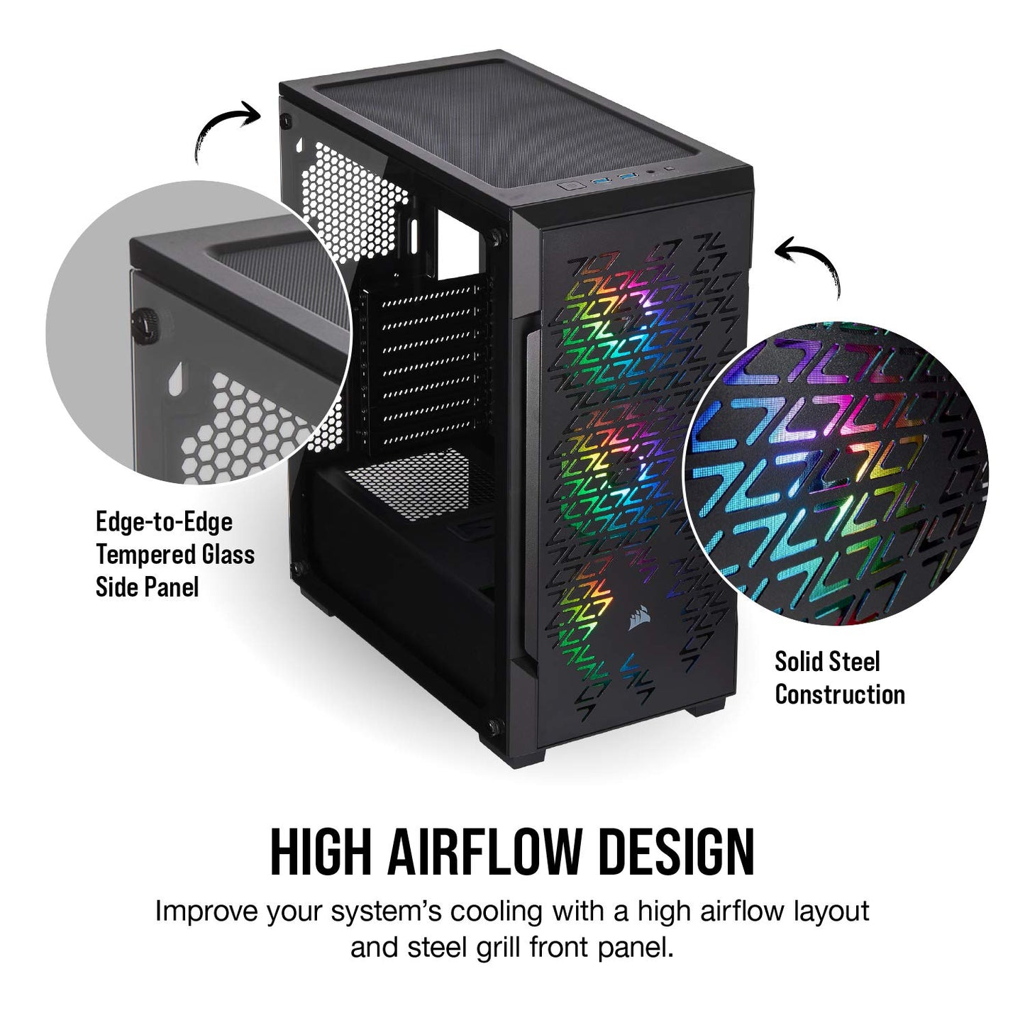 CORSAIR ICUE 220T TG MID-TOWER RGB ATX CABINET
