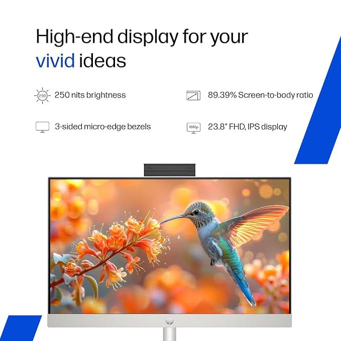 HP 24-cr0271in All-in-One , AMD Ryzen 5 7520U, 16GB RAM LPDDR5, 512GB SSD, IPS, Three-Sided, Micro-Edge, Anti-Glare, FHD, 23.8 inch, Win 11 Home, Office 24, 5.27kg, FHD IR Camera, 1 Year Warranty