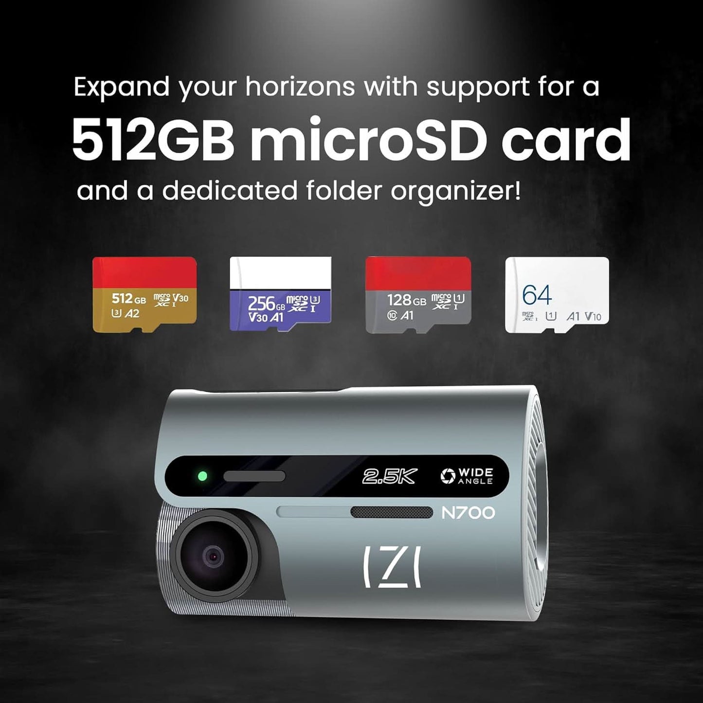 IZI Drive N700 Dash Cam 2.5K 25FPT 5MP Car Dashboard Camera with 170 Wide Angle WiFi Super Night Vision G-Sensor Emergency Recording Parking Monitor Loop Recording Supports up to 512GB for Cars SUVs