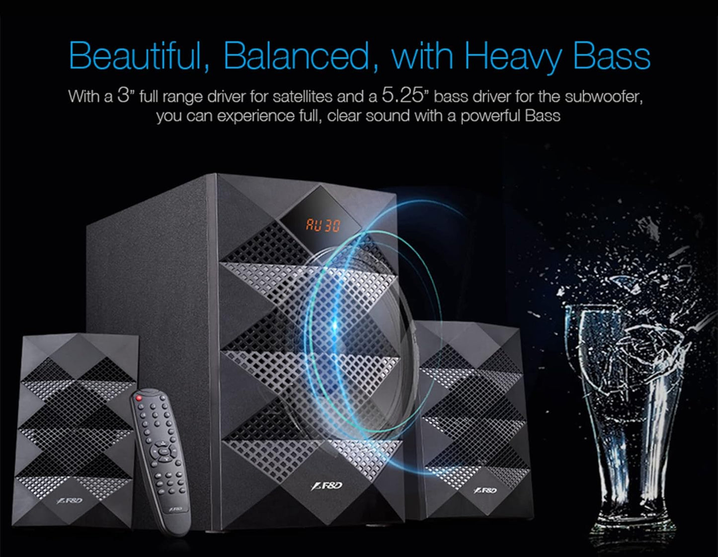 F&D A180X 2.1 CHANNEL MULTI MEDIA SPEAKER BLACK | WIRELESS BLUETOOTH SPEAKERS