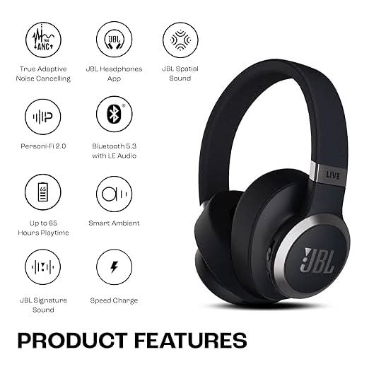 JBL Live 770NC True Adaptive Noise Cancellation Headphones Wireless Over Ear