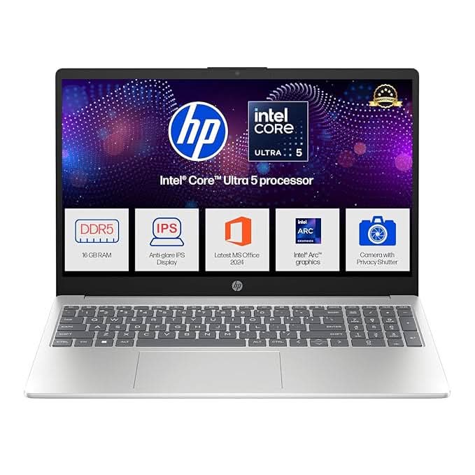 HP 15, Intel Core Ultra 5 125H (24GB DDR5, 1TB SSD), Micro-Edge, Anti-Glare, FHD, 15''/39.6cm, Win11, M365* Office24, Silver, 1.65kg, FD1458TU, FHD Camera, Backlit, Touch Laptop