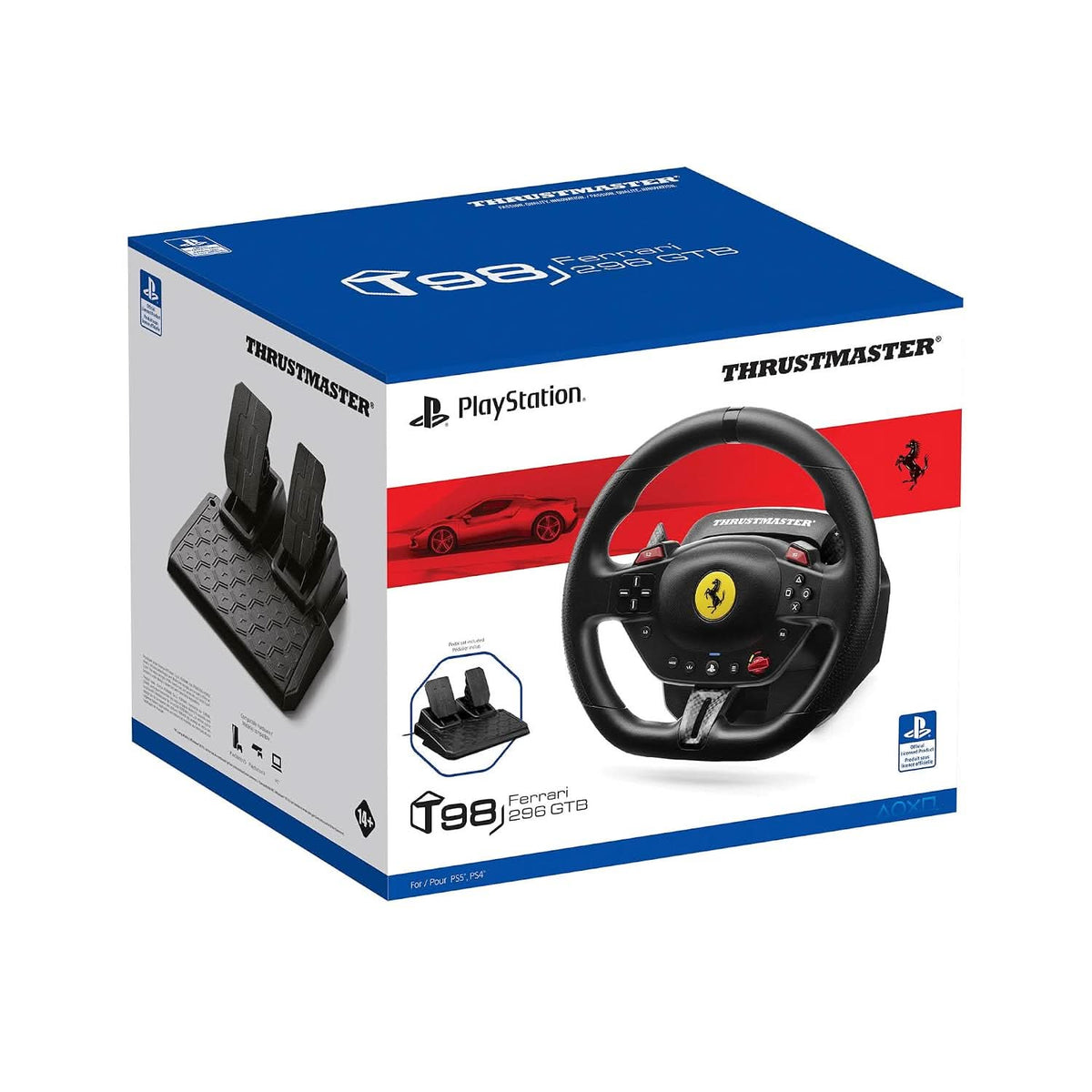 Thrustmaster T98-P Ferrari 296 GTB Racing Wheel and Pedal Set for PS5, PS4 and PC