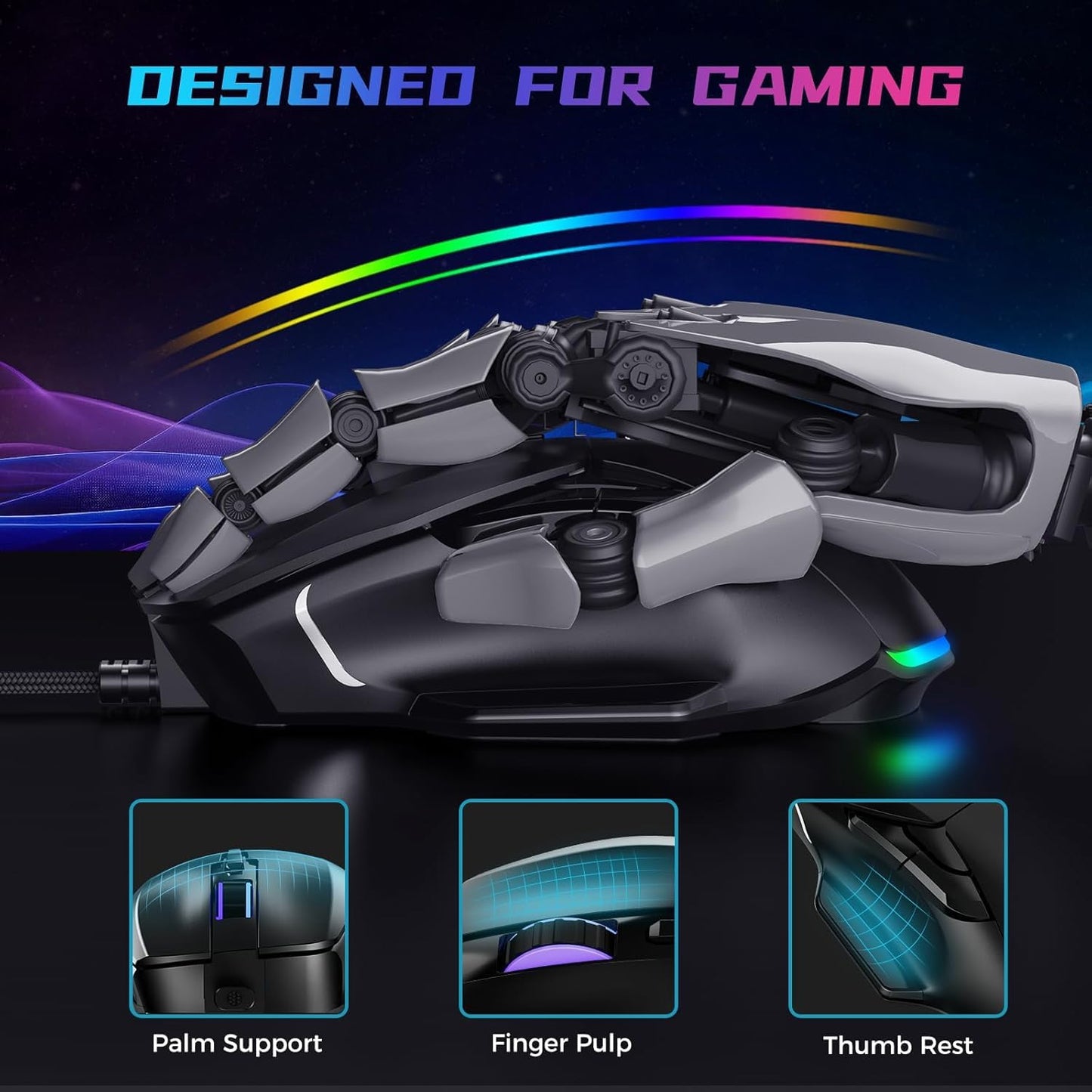 GAMING MOUSE, 12800 DPI RGB WIRED GAMING MOUSE GAMER FOR LAPTOP PC MAC,AULA F815