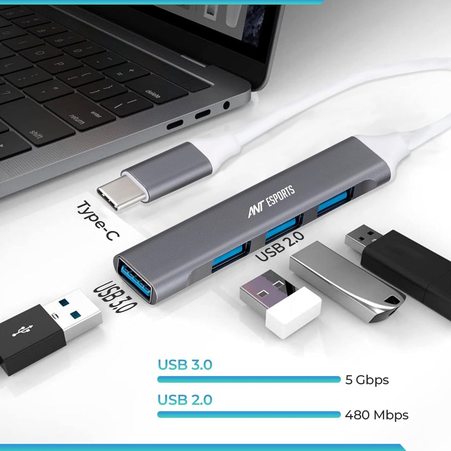 ANT ESPORTS AEC410 - TYPE-C TO USB HUB