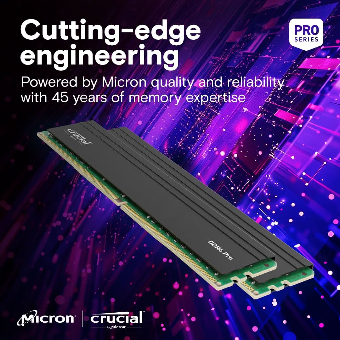 CRUCIAL PRO 32GB KIT (2X16GB) DDR4-3200 UDIMM CL22 (8GBIT/16GBIT) RAM CP2K16G4DFRA32A
