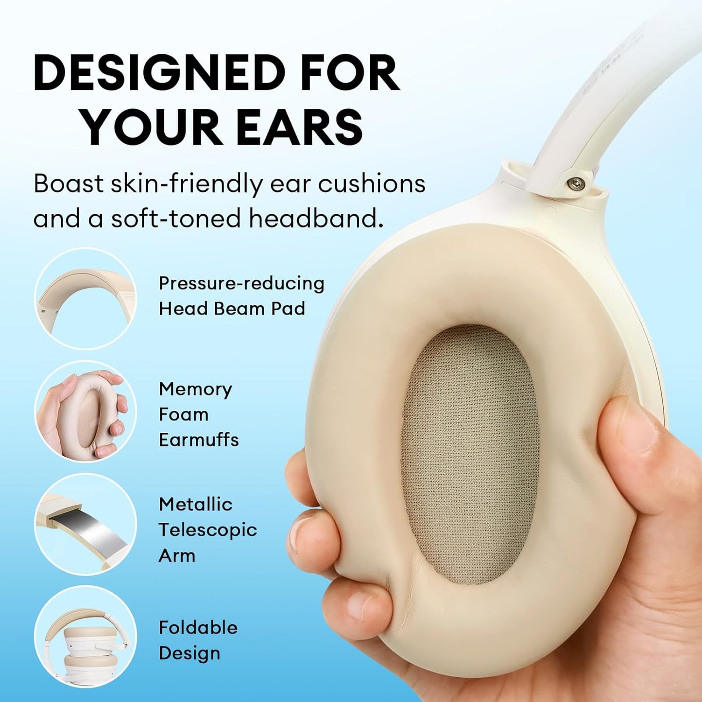 EDIFIER WH700NB WIRELESS NOISE CANCELLATION OVER-EAR HEADPHONES - IVORY