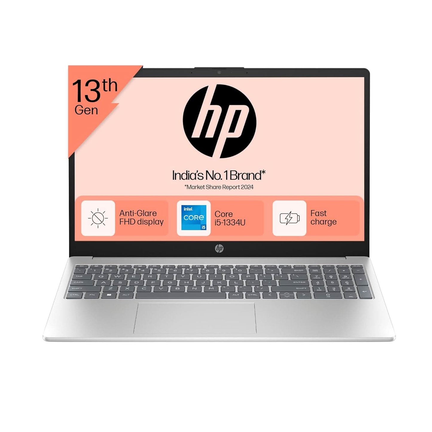 HP 15 FD0220TU [CI5-1334U 13TH GEN/8GB/512GB SSD/WIN11 HOME+MSO/15.6 INCH/INTEGRATED GRAPHICS /1 YEAR(S)/SILVER]