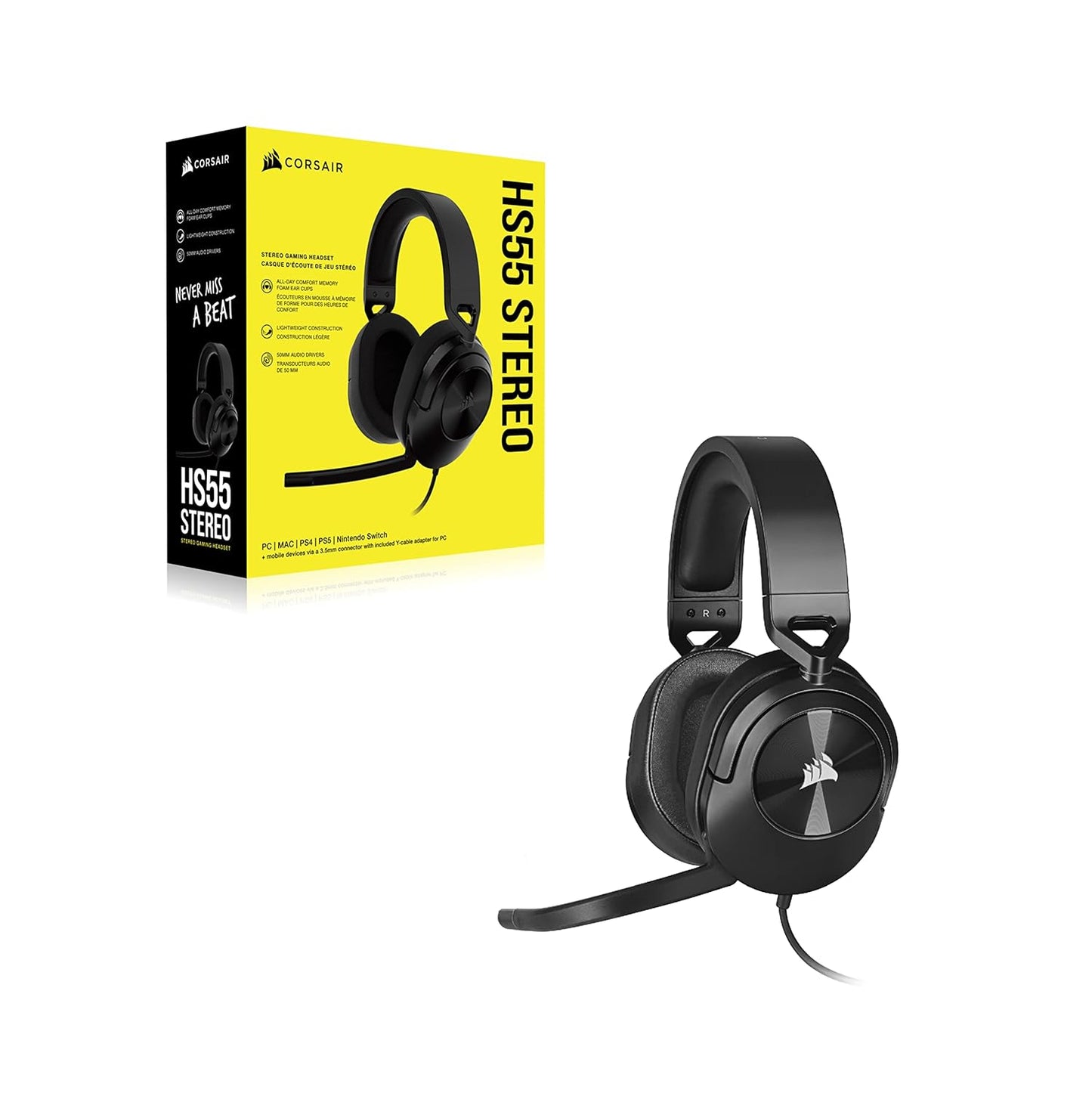 CORSAIR HS55 STEREO HEADSET CARBON CA-9011260-AP