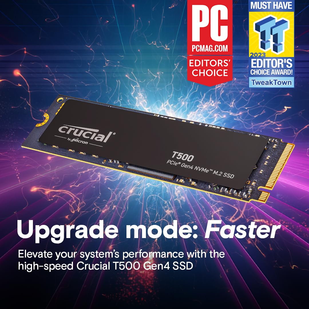 CRUCIAL T500 500GB PCIE GEN4 NVME M.2 SSD CT500T500SSD8