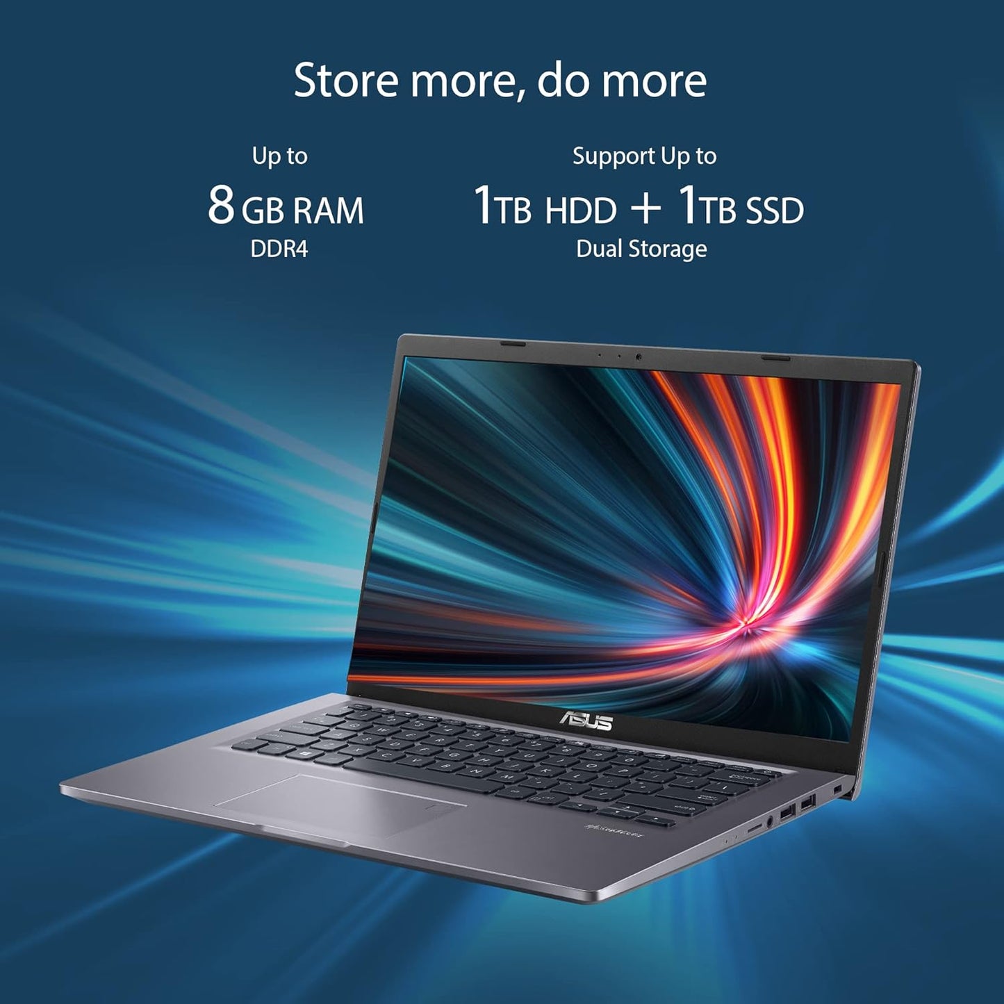 ASUS VIVOBOOK 14, 14.0-INCH (35.56 CMS) FHD, INTEL CORE I3-1005G1 10TH GEN, THIN AND LIGHT LAPTOP (8GB/512GB SSD/INTEGRATED GRAPHICS/WINDOWS 11/OFFICE 2021/GREY/1.60 KG), X415JA-EK324WS