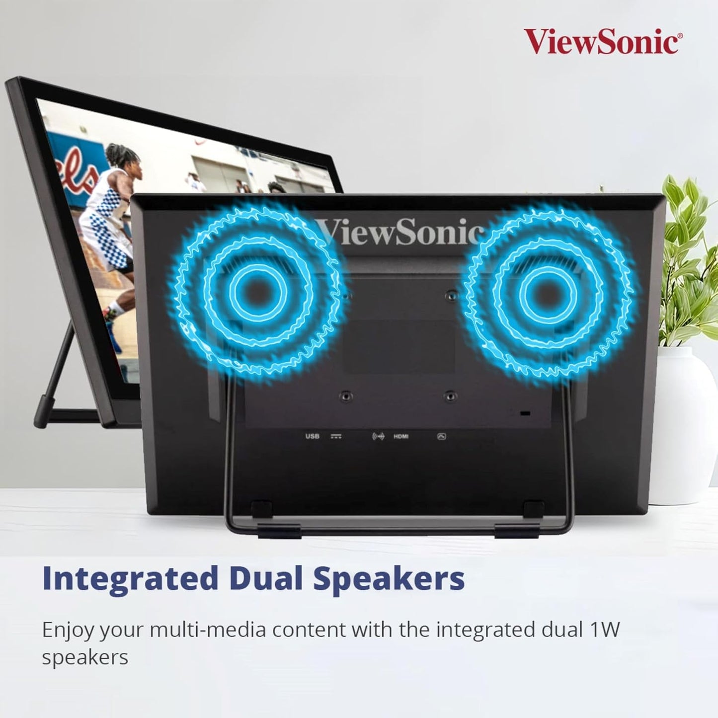 ViewSonic TD1630-3 40.64 Cm(16") Touch Portable Monitor with10-Point Capacitive Touch | Advanced Ergonomic | 7H Hardness Screen | EyeCare | Integrated Speakers| VGA| HDMI |USB 2.0 Type B