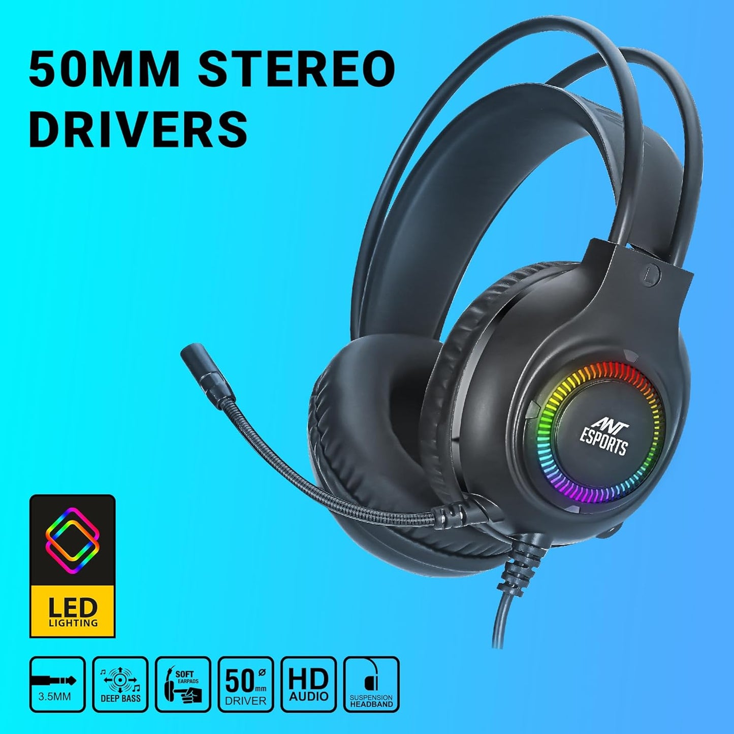 ANT ESPORTS H580 PRO RGB GAMING HEADSET - BLACK