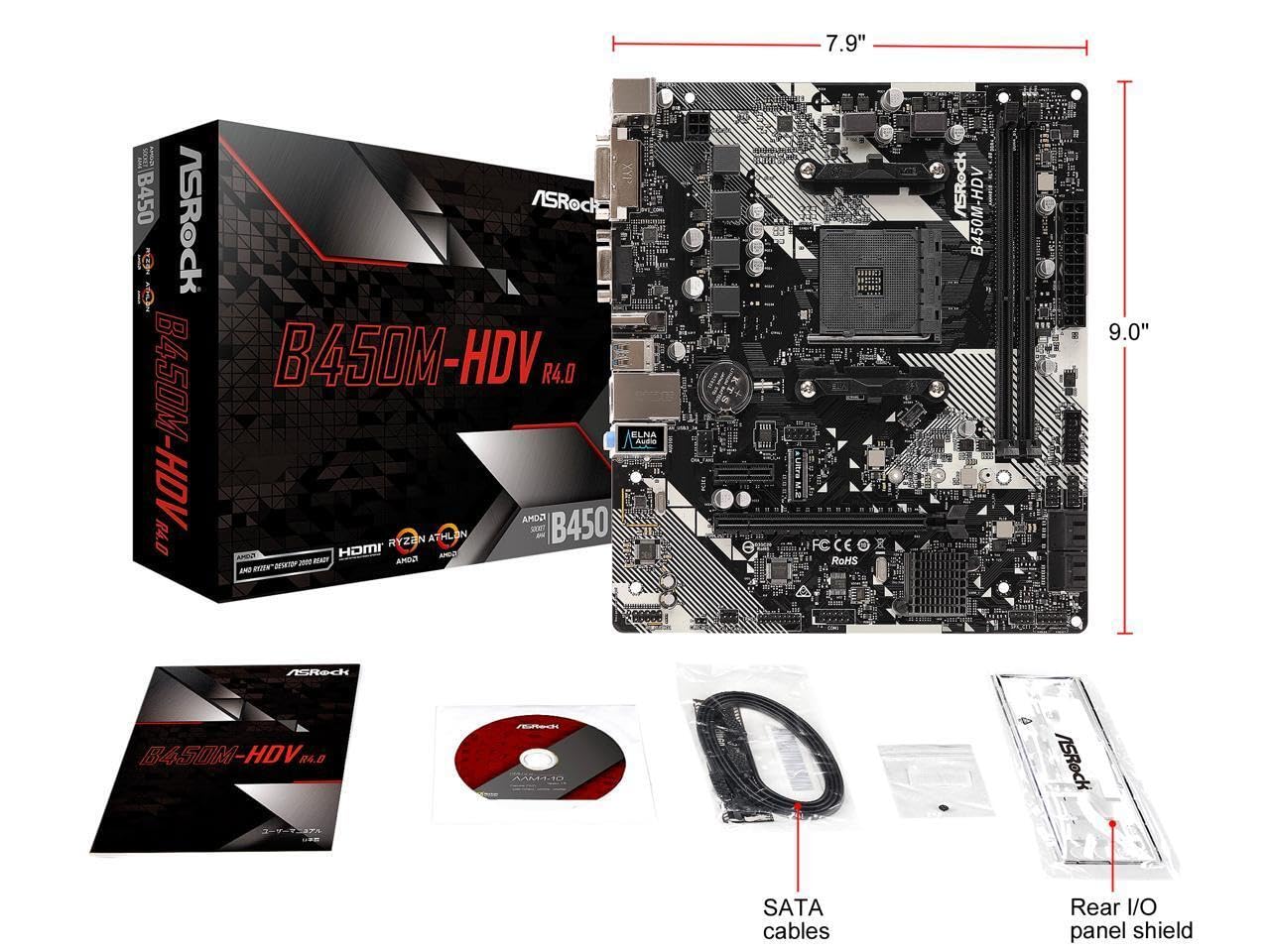 ASROCK B450M HDV R4.0 AMD AM4 MOTHERBOARD