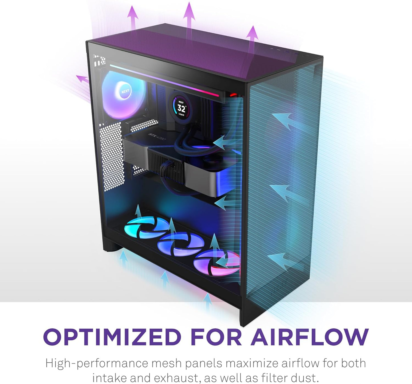 NZXT CHASSIS H SERIES H7 (2024) FLOW WITHOUT PSU BLACK COLOR - CM-H72FB-01