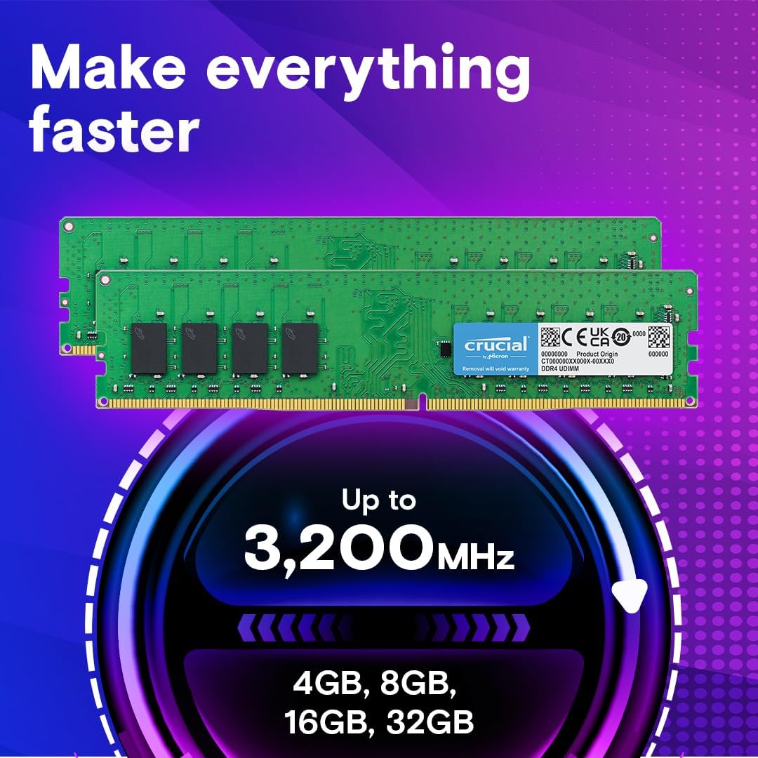 CRUCIAL 16GB KIT (2X8GB) DDR4-3200 UDIMM CL22 RAM CT2K8G4DFRA32A