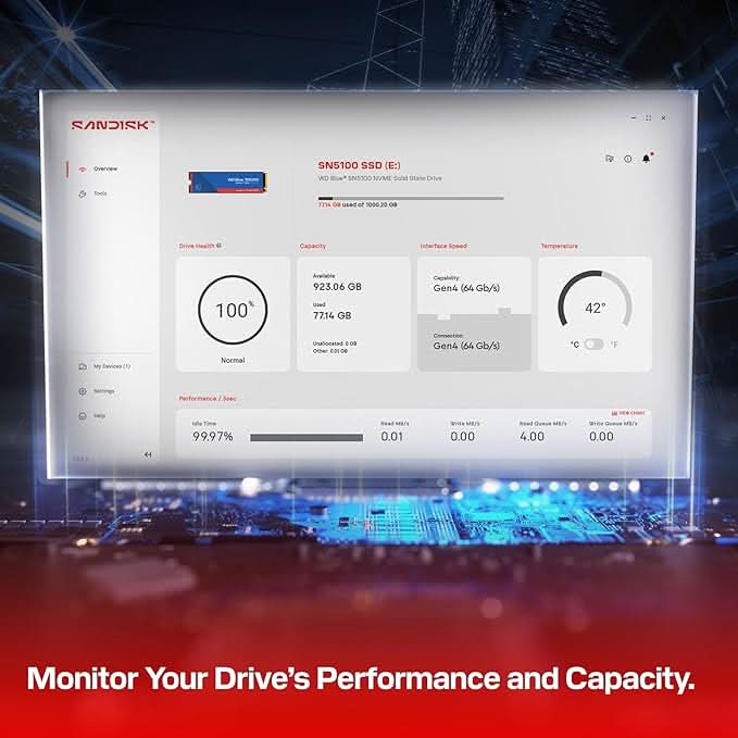 Western Digital WD Blue SN5100 NVMe 1TB, Upto 7100MB/s R SSD WDS100T5B0E-00CPE0