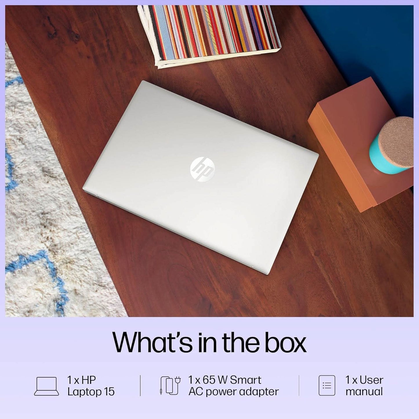 HP 15 Smartchoice, FD0572TU, 13th Gen Intel Core i3-1315U(8GB DDR4,512GB SSD) FHD, Anti-Glare, 15.6 inch, Win11, M365(1yr) x MS Office, 1.59kg, FHD Camera w/Shutter, Backlit Laptop, Silver