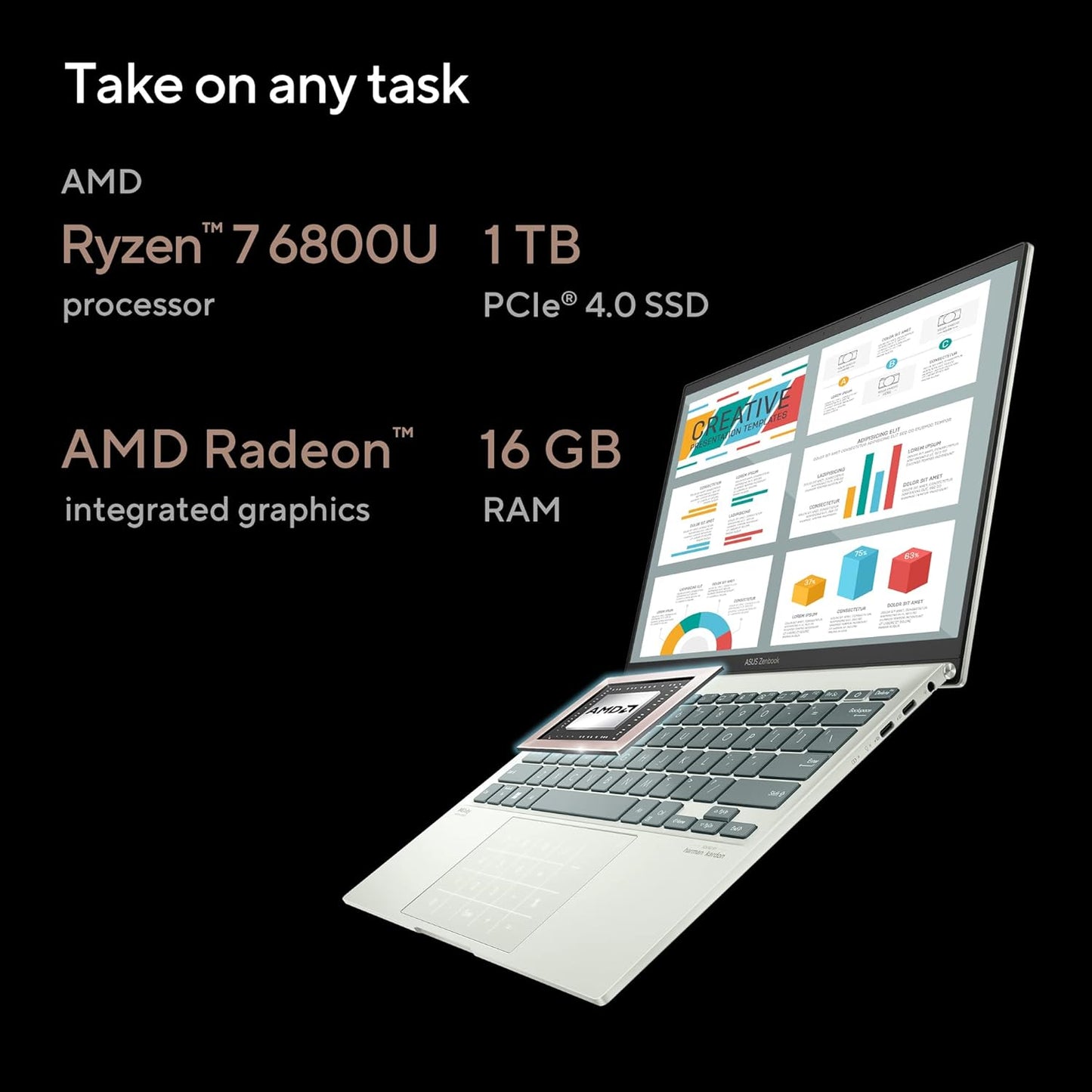 ASUS ZENBOOK S 13 (2022), 13.3" (33.78 CM) 2.8K OLED 16:10 TOUCH, AMD RYZEN 7 6800U, INTEGRATED GRAPHICS, THIN AND LIGHT LAPTOP (16GB/1TB SSD/WINDOWS 11/OFFICE 2021/CELADON/1.10 KG), UM5302TA-LX702WS