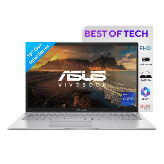 ASUS VIVOBOOK 16,13TH GEN,INTEL CORE I9-13900H,FINGERPRINT(INTEL IRIS X? IGPU/16GB/512GB/FHD+/16"/60HZ/BACKLIT KEYBOARD/WINDOWS 11/M365 BASIC (1YEAR)*/OFFICE HOME 2024/SILVER/1.88 KG) X1605VA-MB9946WS