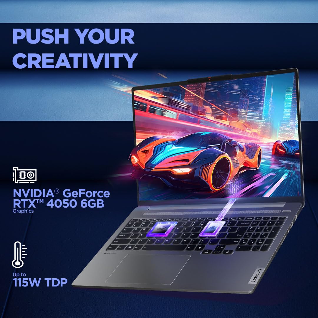 Lenovo IdeaPad Pro 5 Intel Core Ultra 9 185H Built-in AI 16" (40.6cm) 2K OLED 400Nits 120Hz Touchscreen Laptop (32GB RAM/1TB SSD/RTX 4050 6GB/Windows 11/Office Home 2024/Grey/1.94Kg), 83D4007UIN