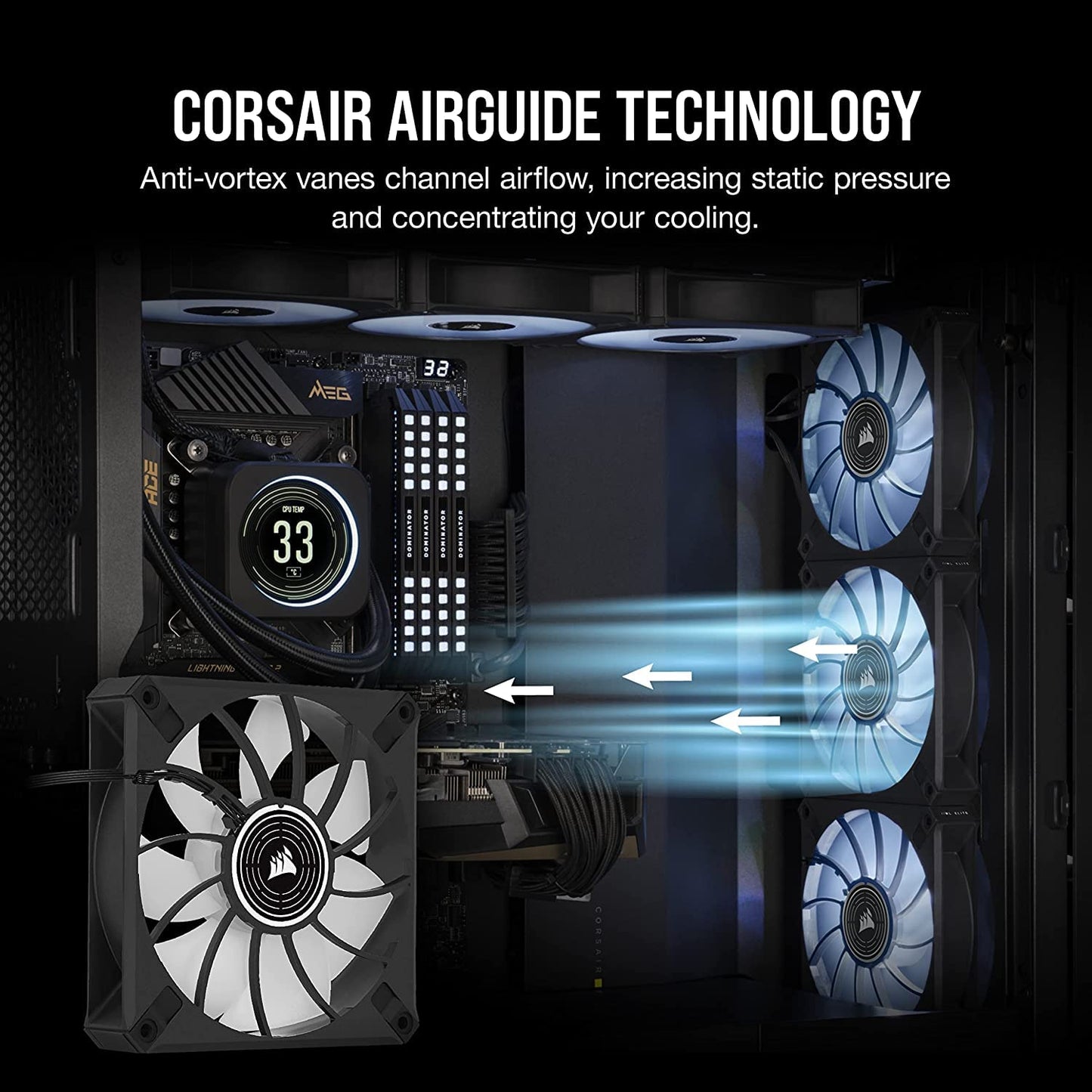 CORSAIR ML ELITE SERIES, ML120 LED ELITE, 120MM MAGNETIC LEVITATION WHITE LED FAN WITH AIRGUIDE, SINGLE PACK