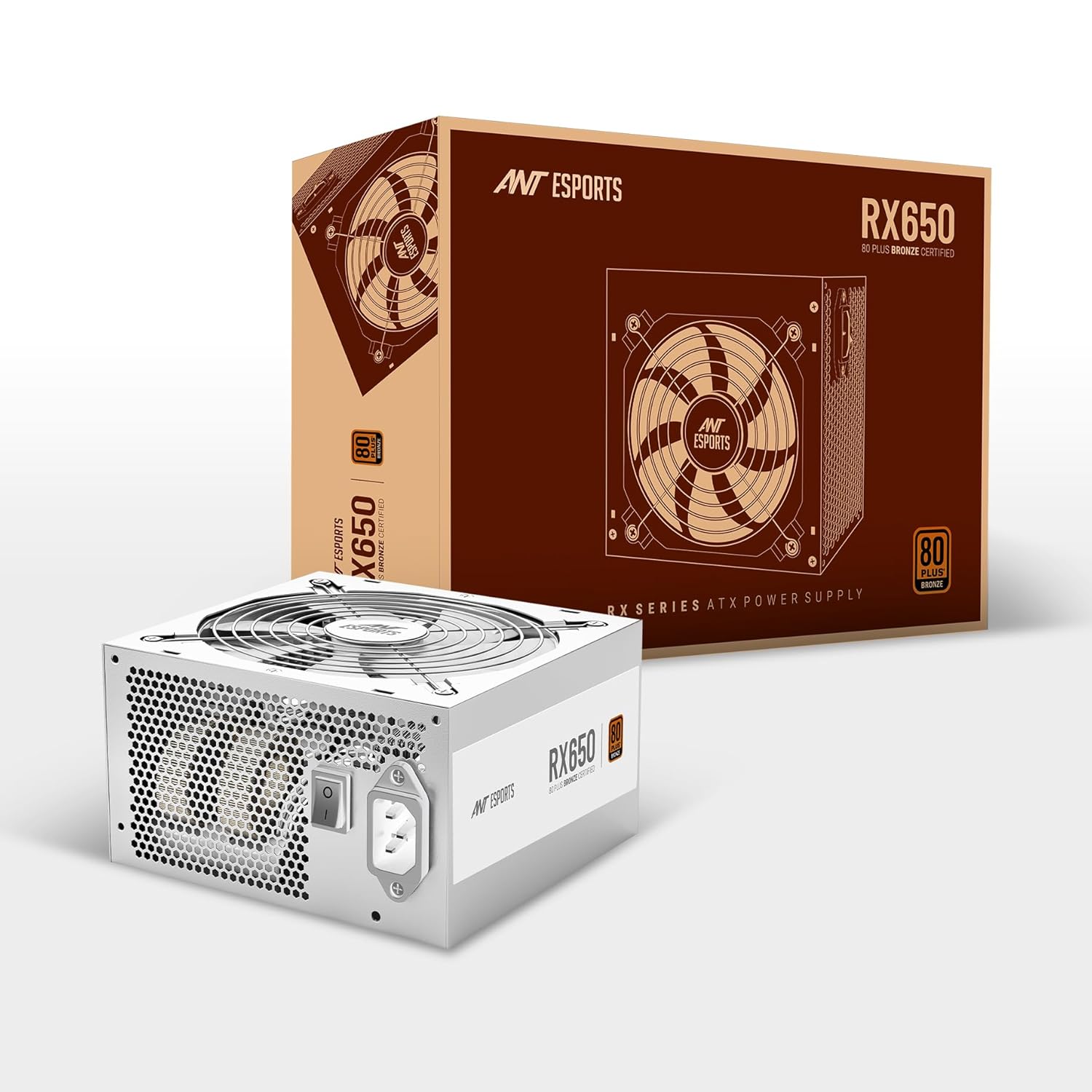 ANT ESPORTS RX650 650 WATT 80 PLUS BRONZE CERTIFIED POWER SUPPLY - WHITE