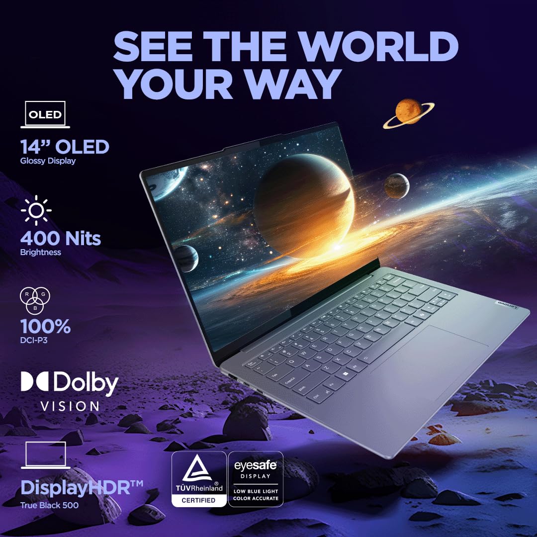 Lenovo Yoga Slim 7 Intel Core Ultra 9 185H 14"(35.5cm) WUXGA-OLED Laptop (32GB RAM/1TB SSD/AI PC/2Wx4 Speakers/Windows 11/Microsoft 365 Basic + Office Home 2024/1Yr ADP Free/Grey/1.39Kg), 83CV00B3IN