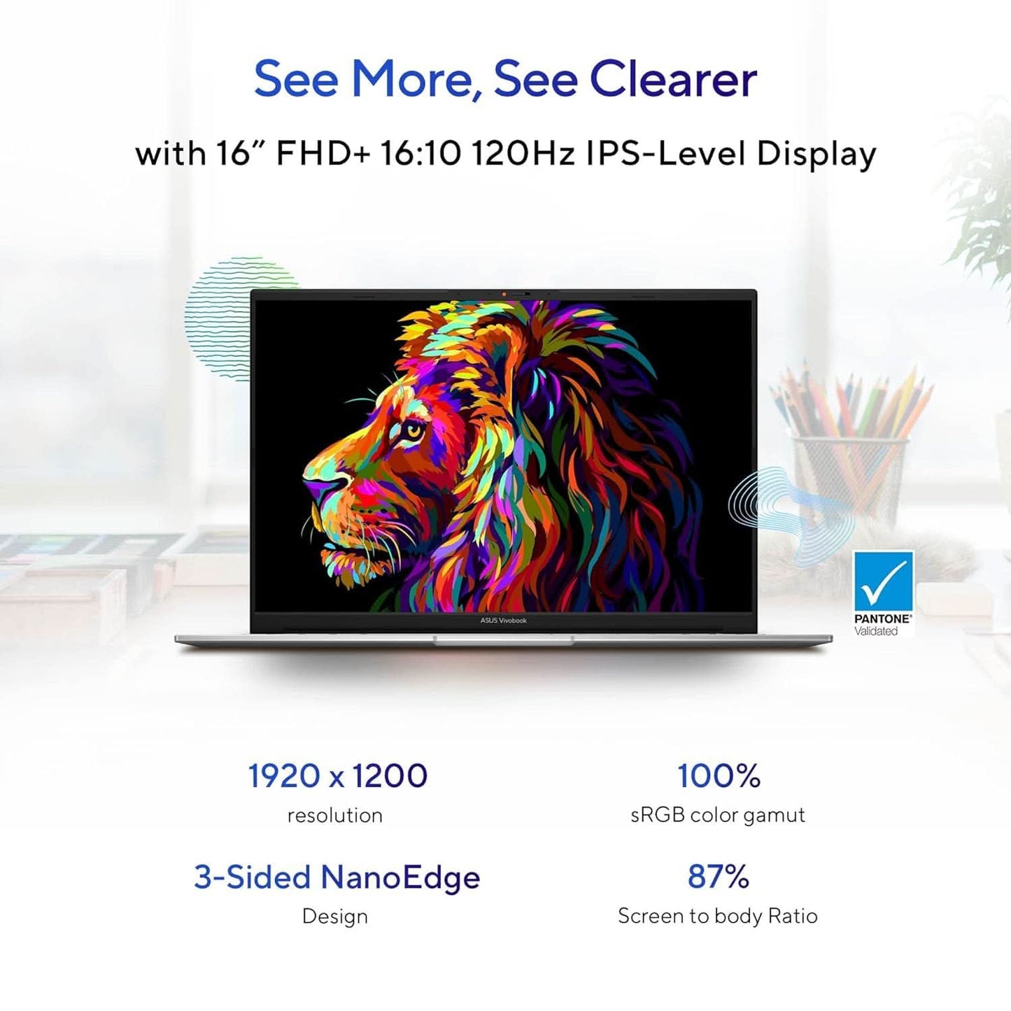 ASUS Vivobook Pro 16, Intel Core i9 11th Gen, 16 inch (40.64 cm) FHD+ 120Hz, Thin & Light Laptop (16GB/512GB SSD/4GB RTX 3050/Win 11/Office 2021/Alexa/Backlit KB/FP Sensor/Silver/1.9 kg), K6602HC-N1902WS