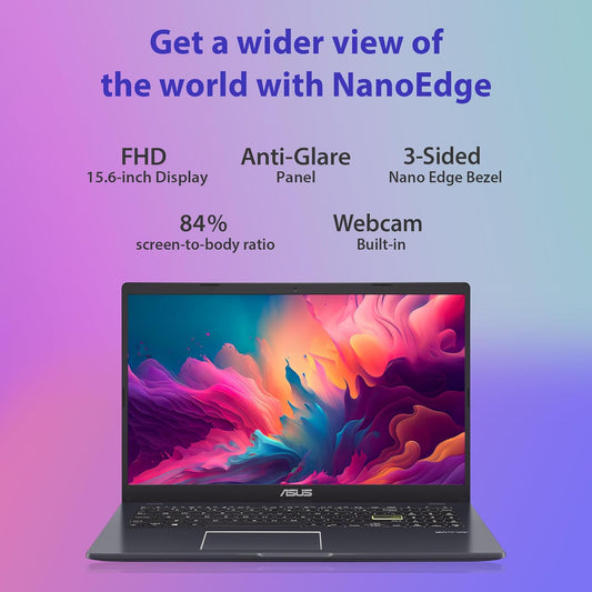 ASUS VIVOBOOK GO 15, INTEL CELERON N4500, FINGERPRINT SENSOR (INTEL HD IGPU/8GB RAM/512GB SSD/FHD/15.6"/60HZ/42WHRS/WINDOWS 11/M365 BASIC (1YEAR)*/OFFICE HOME 2024/STAR BLACK/1.57 KG) E510KA-EJ9011WS