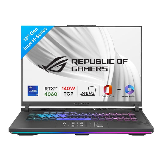 ASUS ROG STRIX G16 13TH GEN,INTEL CORE I9-13980HX GAMING LAPTOP(NVIDIA RTX 4060-8GB/140W TGP/16GB/1TB/QHD+/16"/240HZ/WINDOWS 11/M365 BASIC (1YEAR)*/OFFICE HOME 2024/ECLIPSE GRAY/2.50 KG)G614JV-N4242WS