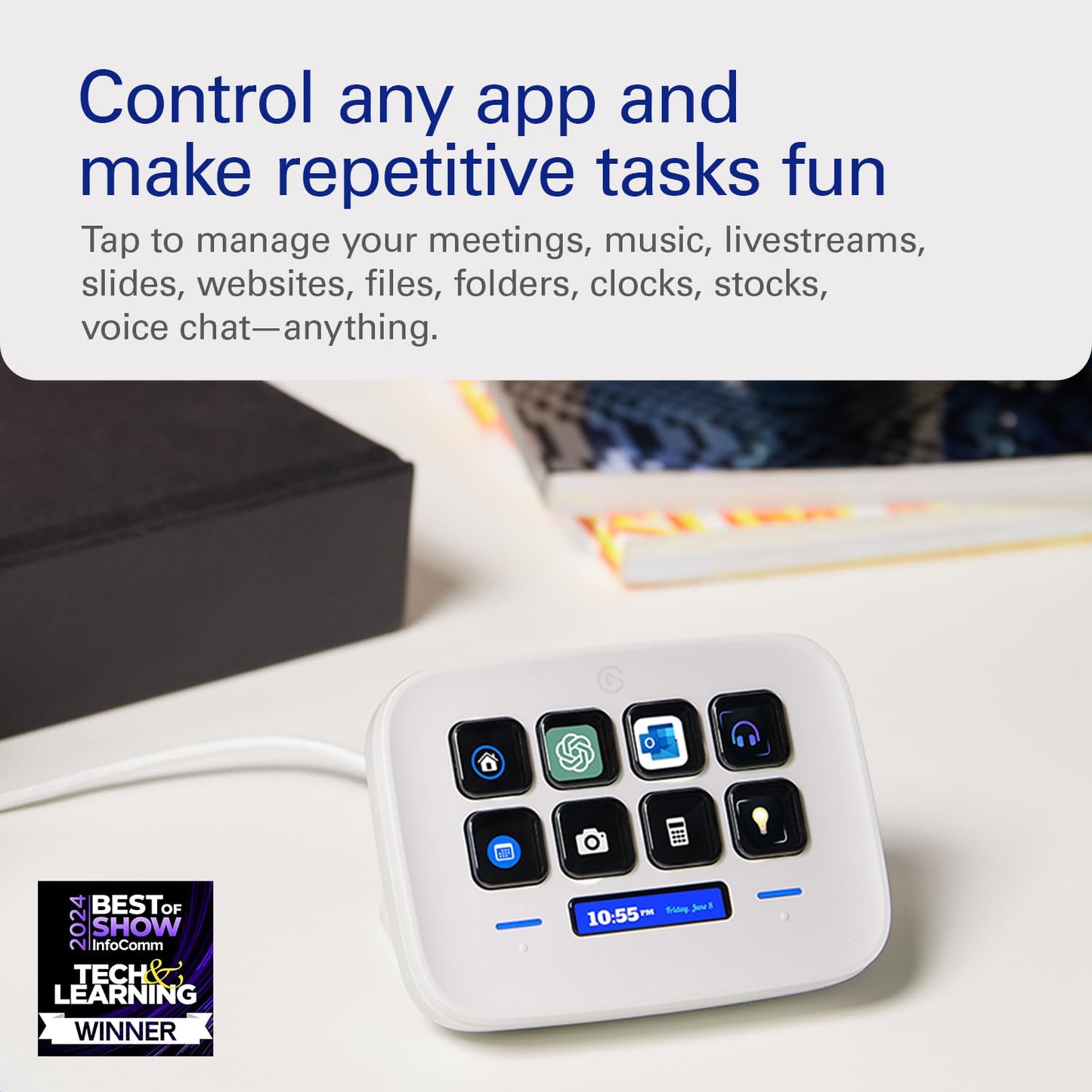 ELGATO STREAM DECK NEO – USB PRODUCTIVITY CONTROLLER, 8 CUSTOMIZABLE KEYS 10GBJ9901