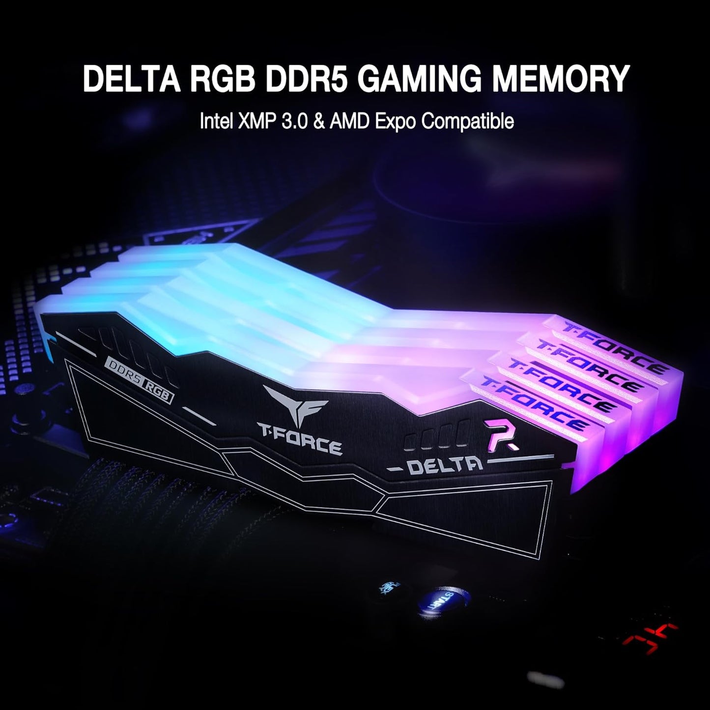 TEAMGROUP T-FORCE DELTA RGB 32GB (16GBX2) DDR5 6000MHZ DESKTOP RAM (BLACK) FF3D532G6000HC38ADC01