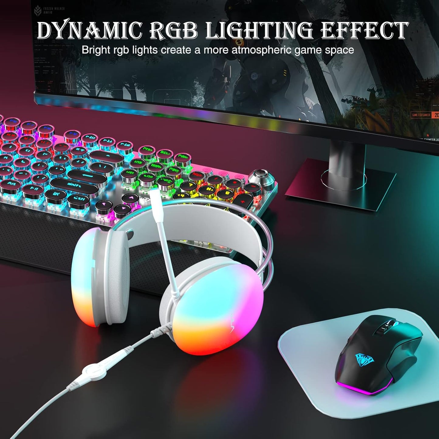 S505 USB WIRED GAMING HEADPHONES RGB WIRED LAPTOP DESKTOP HEADSET (GREEN)