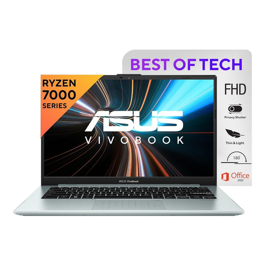 ASUS VIVOBOOK GO 14 (2023), AMD RYZEN 3 7320U, THIN & LIGHT LAPTOP, 14-INCH (35.56 CM) FHD, (8GB RAM /512GB SSD/WINDOWS 11/OFFICE 2021/ALEXA BUILT-IN/GREY GREEN/1.38 KG), E1404FA-NK323WS
