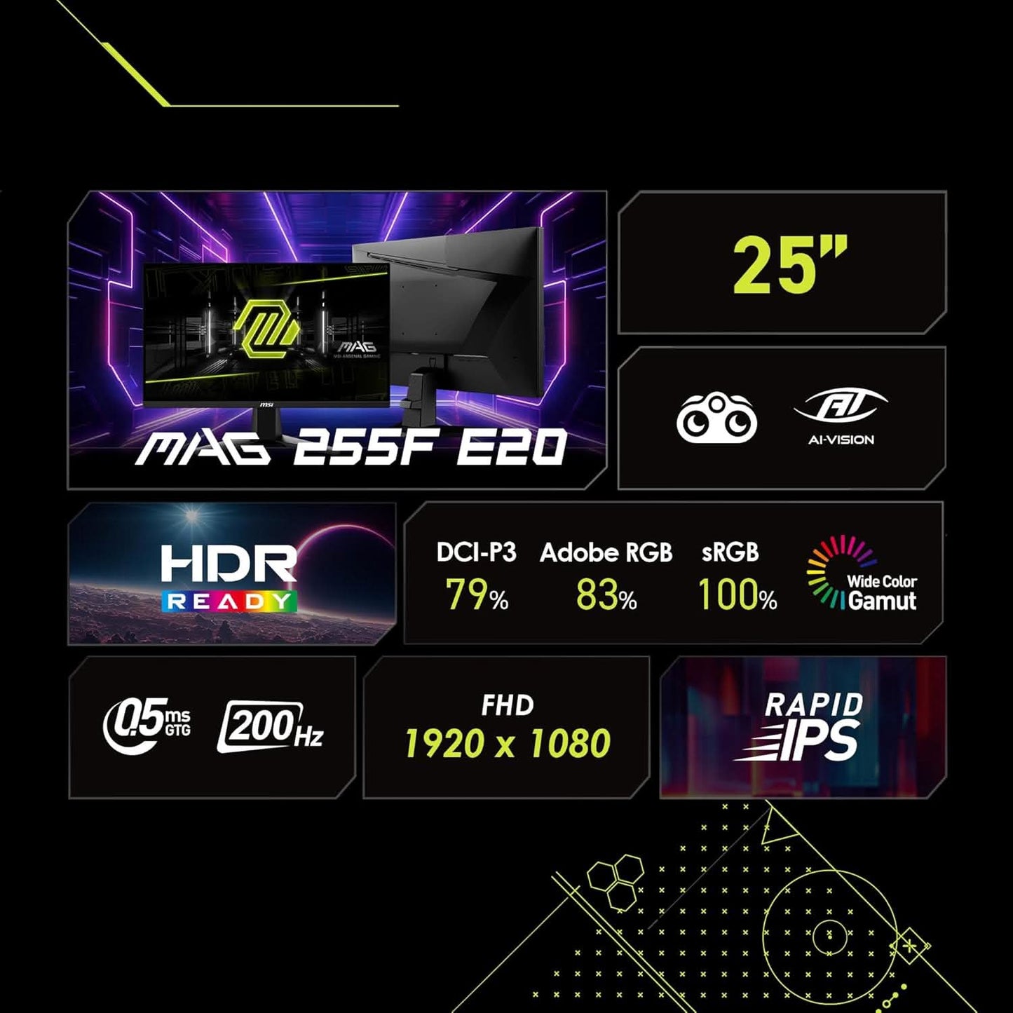 MSI MAG 255F E20 25-inch 1920 x 1080 (FHD) Gaming Monitor