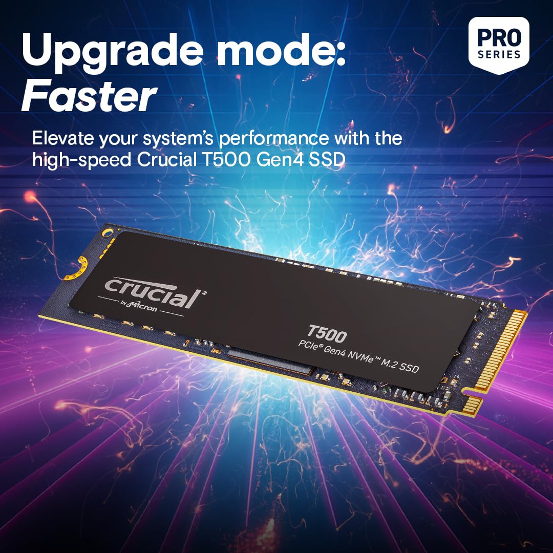 Crucial T500 4TB PCIe Gen4 NVMe M.2 SSD CT4000T500SSD3