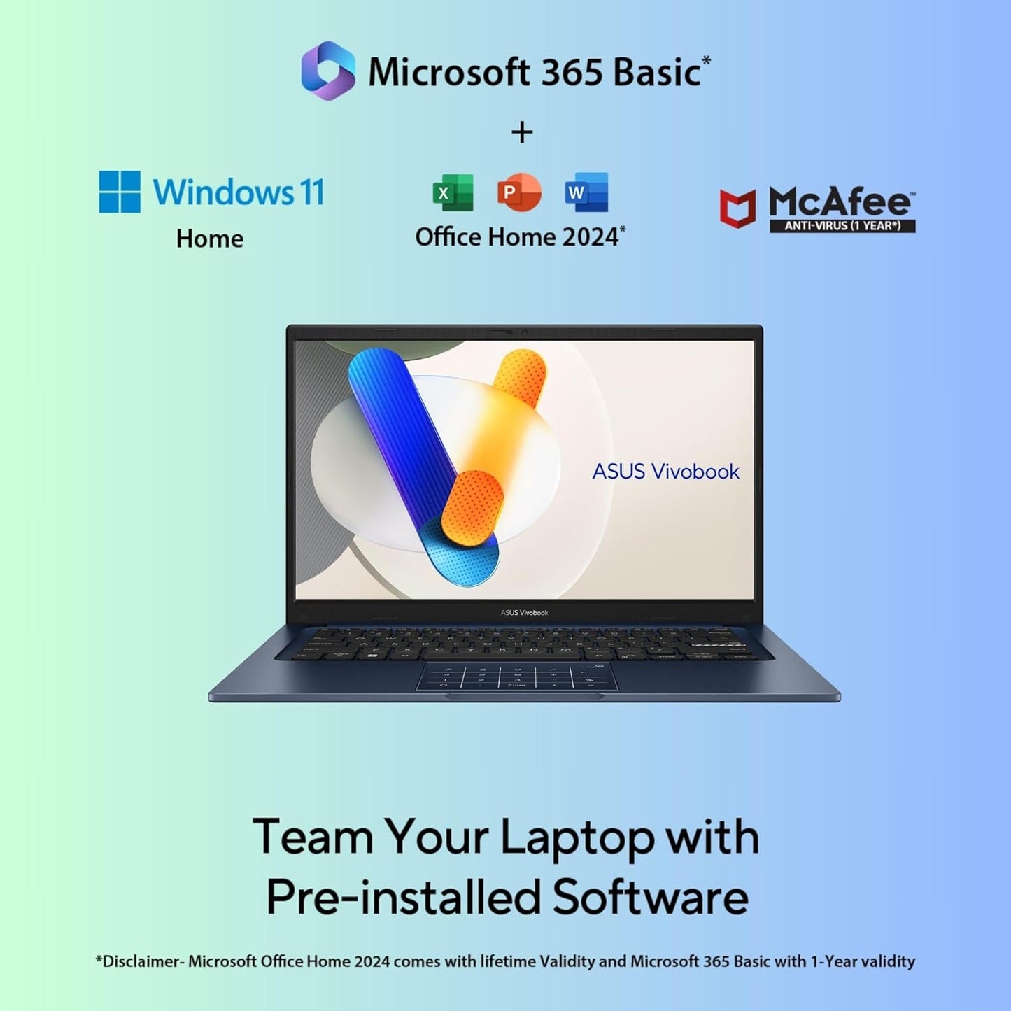 ASUS VIVOBOOK 14, 14" FHD (1920 X 1080), INTEL CORE I5-1334U PROCESSOR,(16GB RAM/512GB SSD/INTEL IRIS X? IGPU/WINDOWS 11/M365 BASIC (1YEAR)*/OFFICE HOME 2024/BLUE/1.40 KG),X1404VA-NK790WS