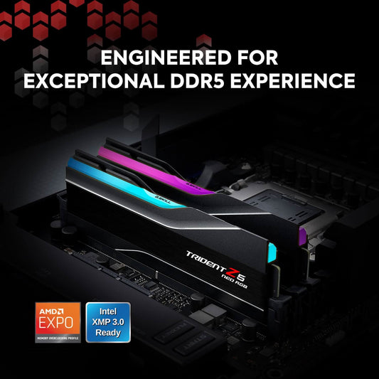 G.Skill Trident Z5 Neo RGB AMD Expo 32GB (2 * 16GB) DDR5 6000 MHz CL36-36-36-96 1.35V Desktop Memory RAM - F5-6000J3636F16GX2-TZ5NR