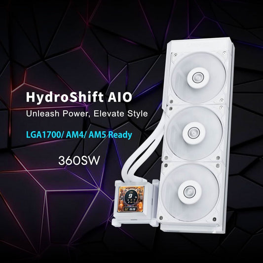 Lian Li HydroShift LCD 360S Liquid Cooler with Heatsink- White (G89.GHSLCD36SW.in)